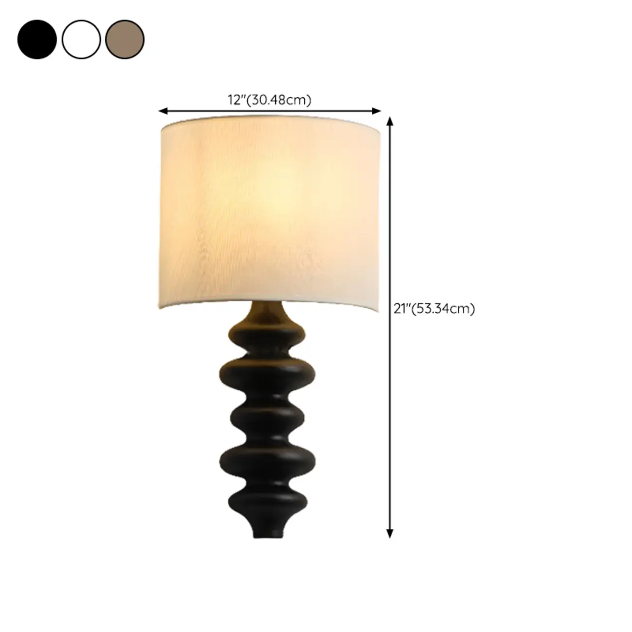 21"H Modern Geometric Wooden Wall Sconce with Fabric Shade #size