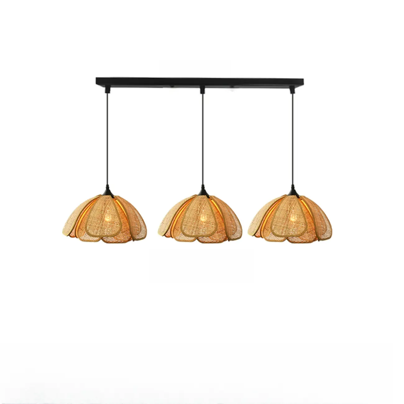 Modern Rattan Geometric Island Pendant Light Image - 5