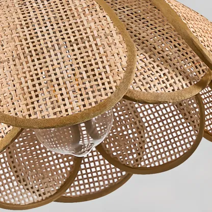 Modern Rattan Geometric Island Pendant Light Image - 6