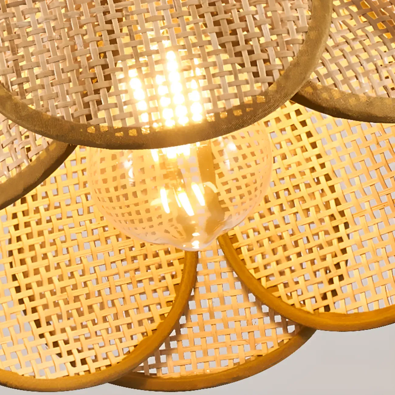 Modern Rattan Geometric Island Pendant Light Image - 7
