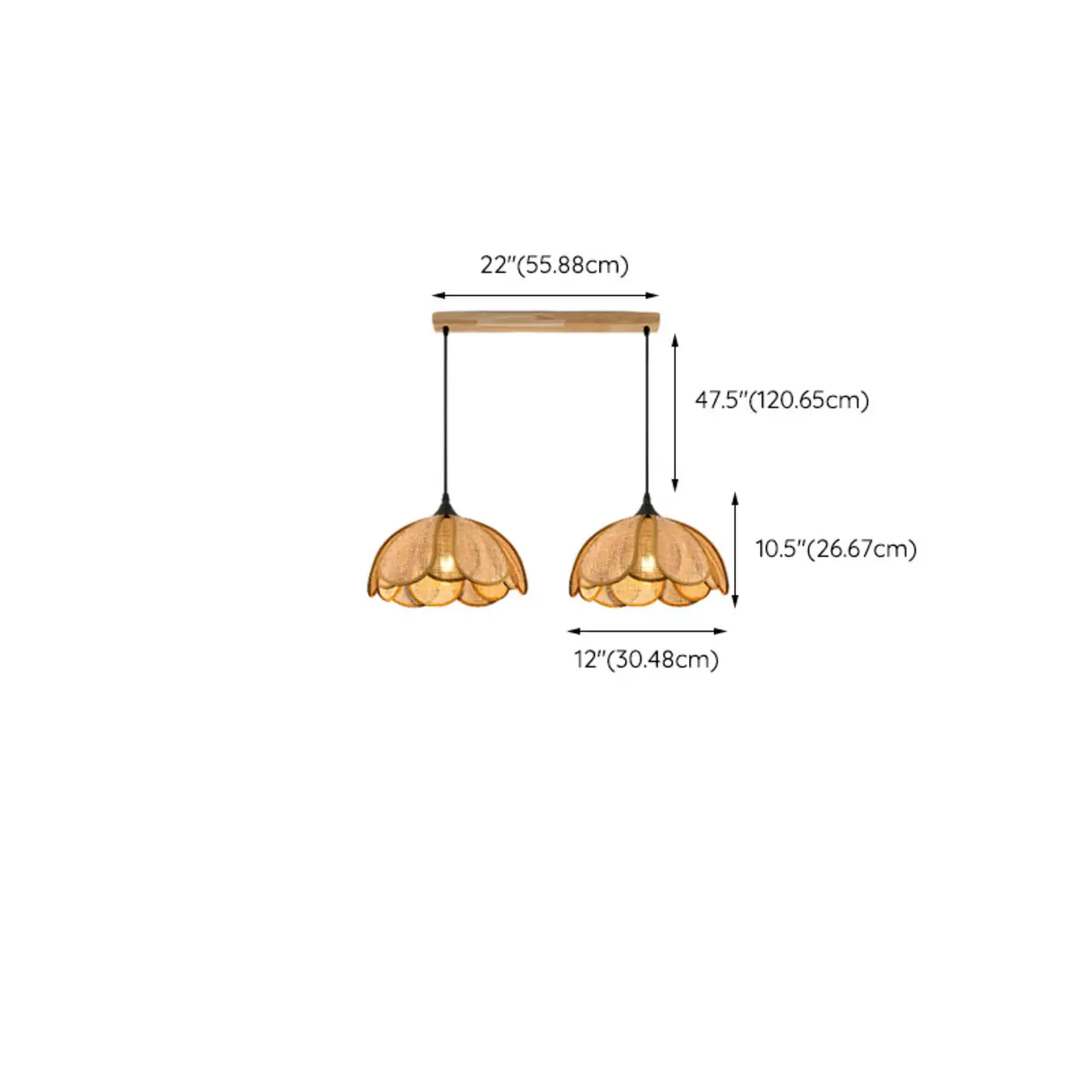 Modern Rattan Geometric Island Pendant Light #size