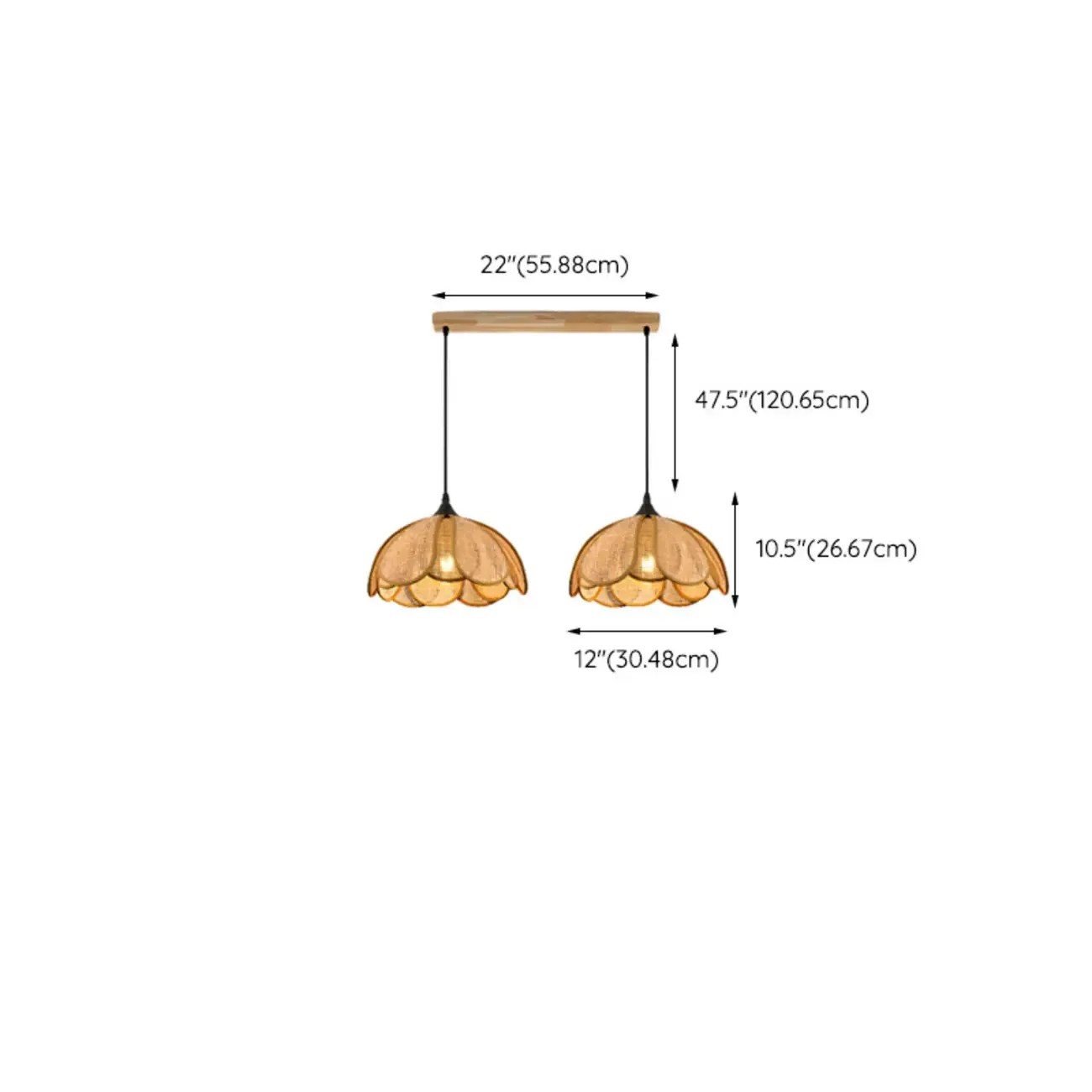 Modern Rattan Geometric Island Pendant Light #size