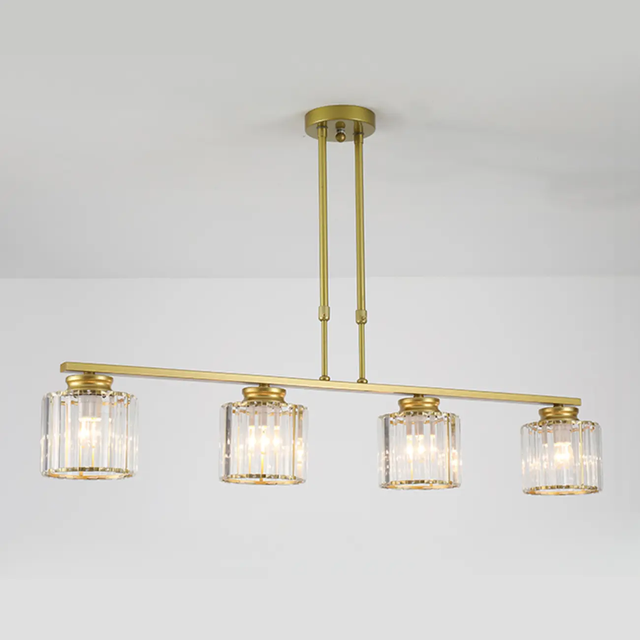 Golden 3-Light Glass LED Square Island Pendant Light | homeyfad