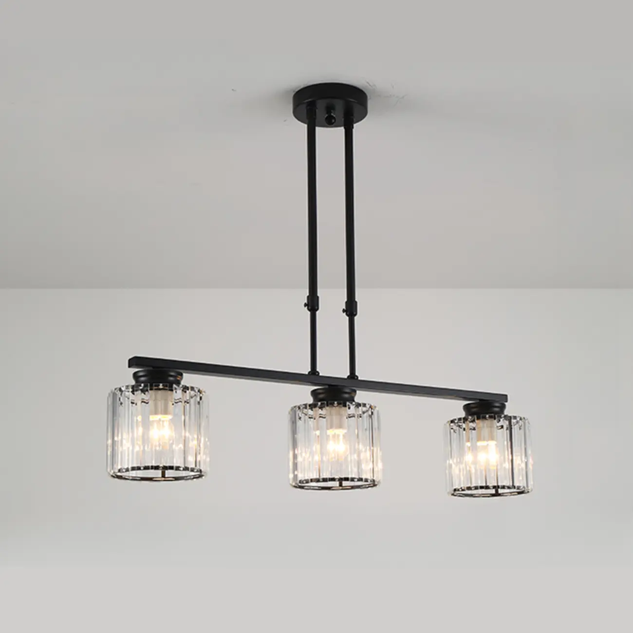 Golden 3-Light Glass LED Square Island Pendant Light | homeyfad