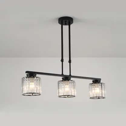 Golden 3-Light Glass LED Square Island Pendant Light