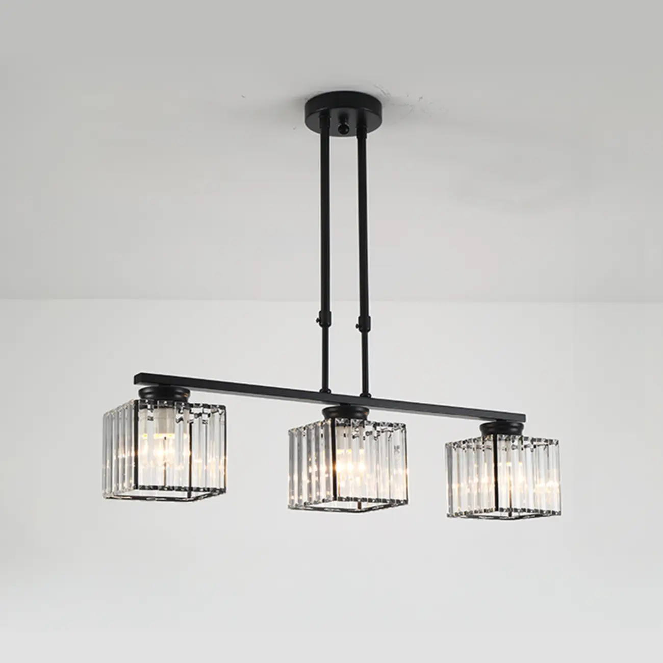 Golden 3-Light Glass LED Square Island Pendant Light | homeyfad