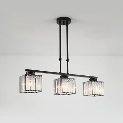 Golden 3-Light Glass LED Square Island Pendant Light