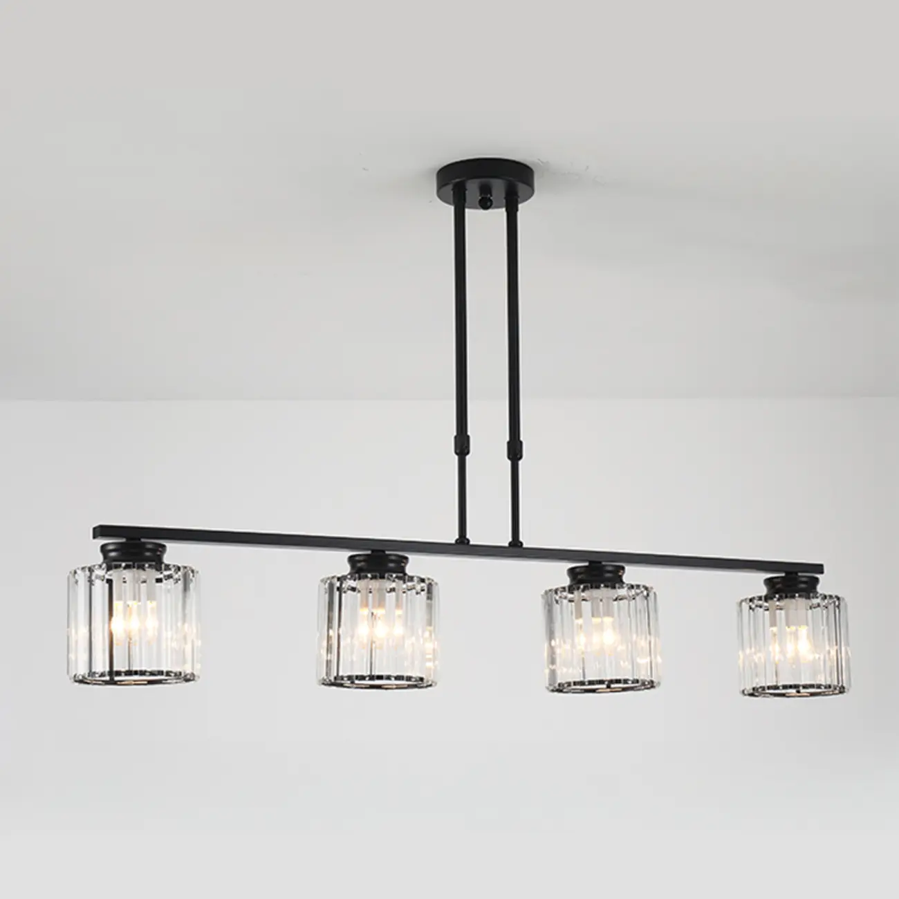 Golden 3-Light Glass LED Square Island Pendant Light | homeyfad