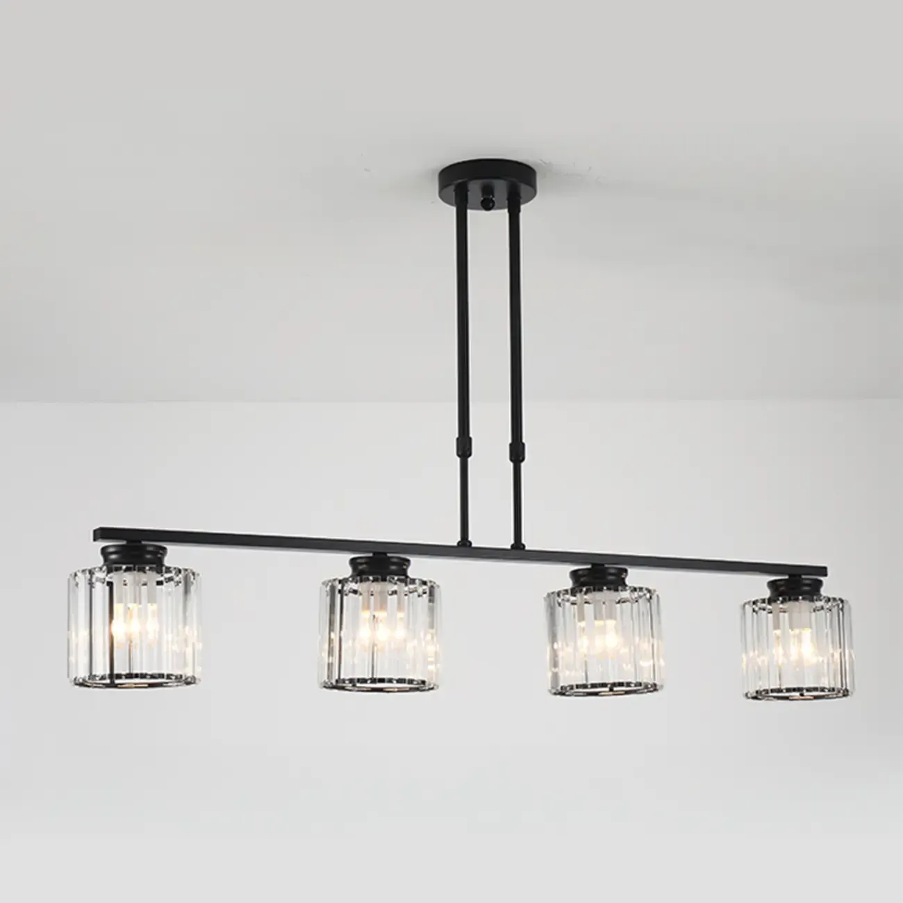 Golden 3-Light Glass LED Square Island Pendant Light