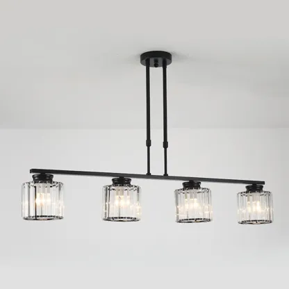 Golden 3-Light Glass LED Square Island Pendant Light