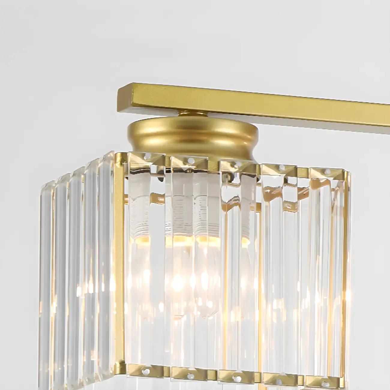 Golden 3-Light Glass LED Square Island Pendant Light