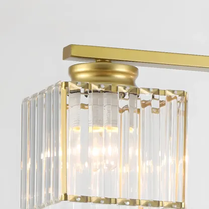 Golden 3-Light Glass LED Square Island Pendant Light