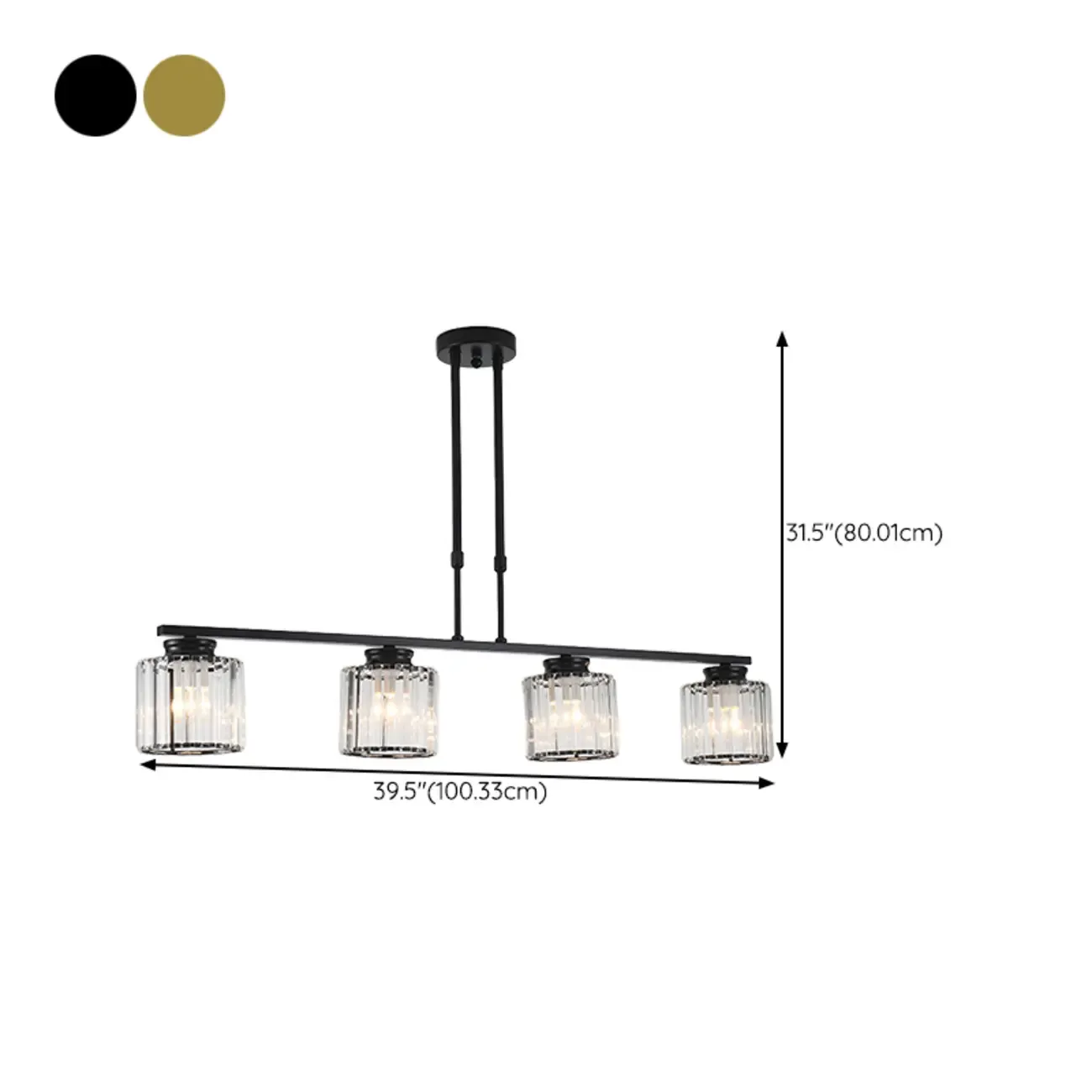 Golden 3-Light Glass LED Square Island Pendant Light