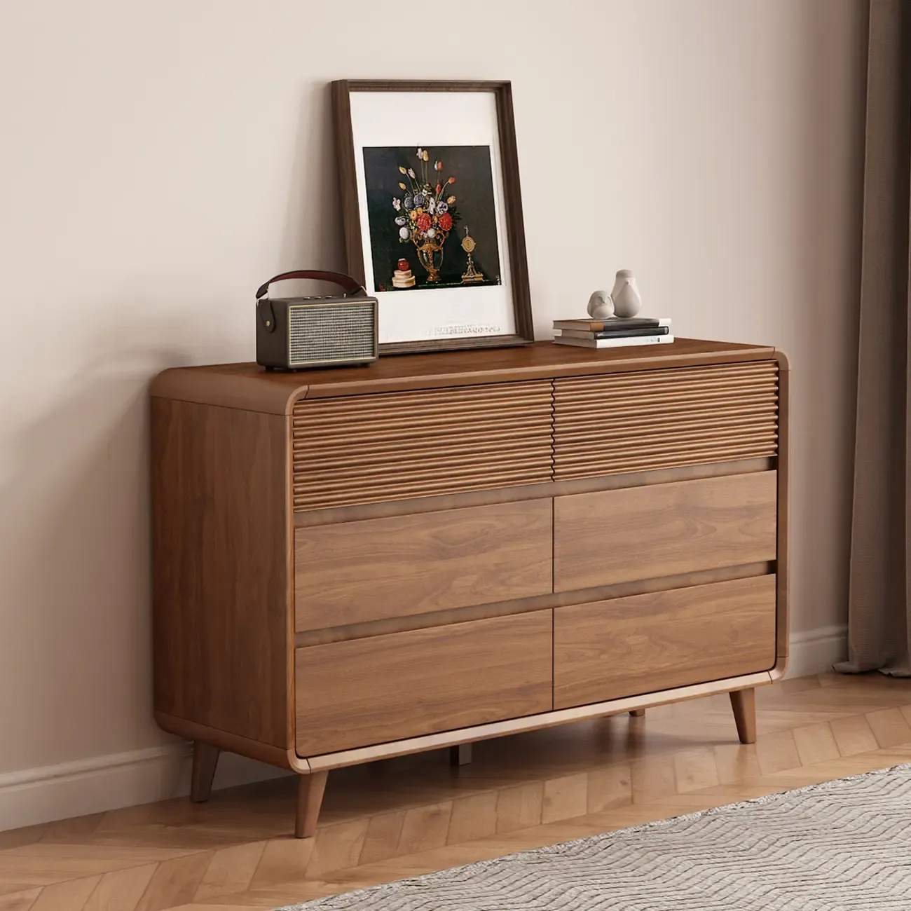 Mid-Century Modern 6-drawer Wood Freestanding Dresser Image - 5