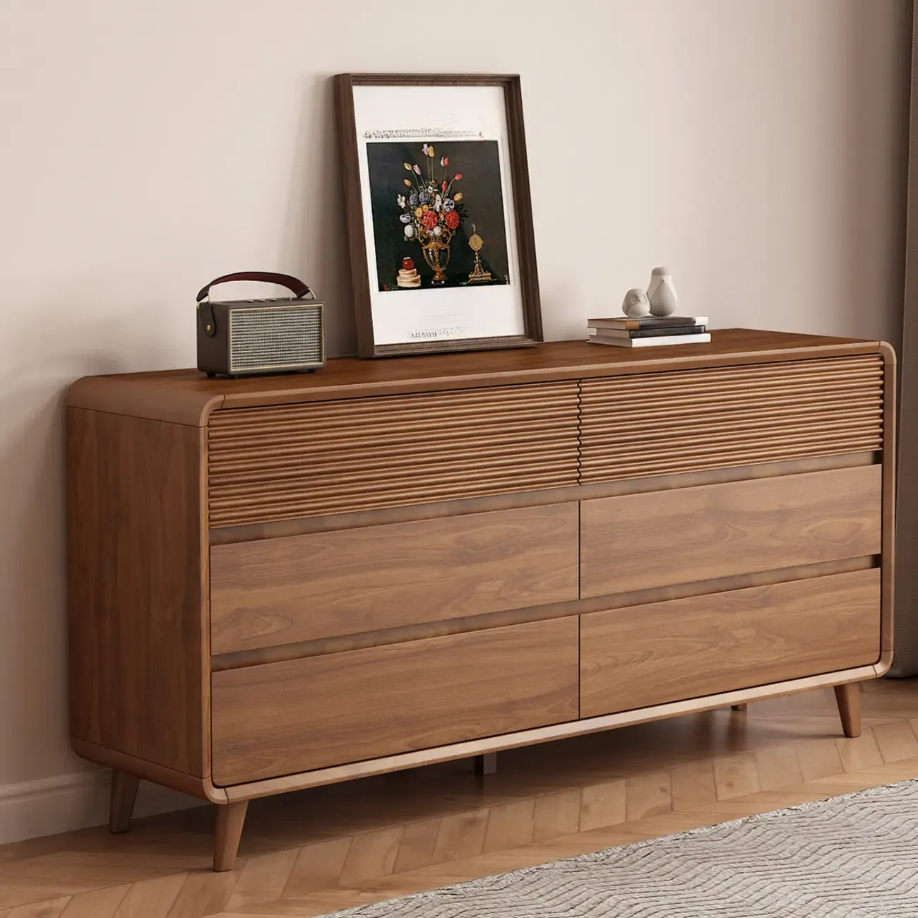 Mid-Century Modern 6-drawer Wood Freestanding Dresser Image - 7