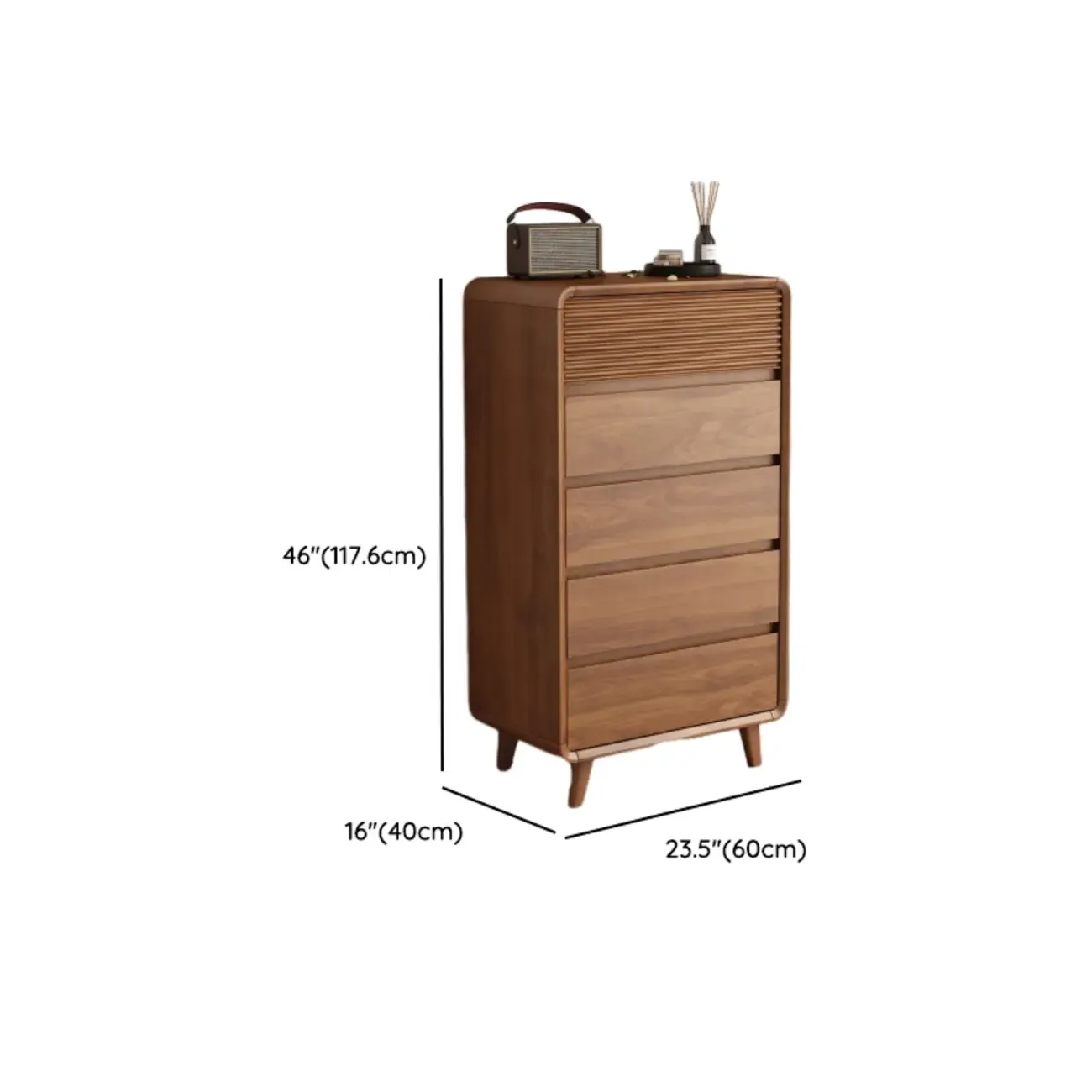 Mid-Century Modern 6-drawer Wood Freestanding Dresser #size