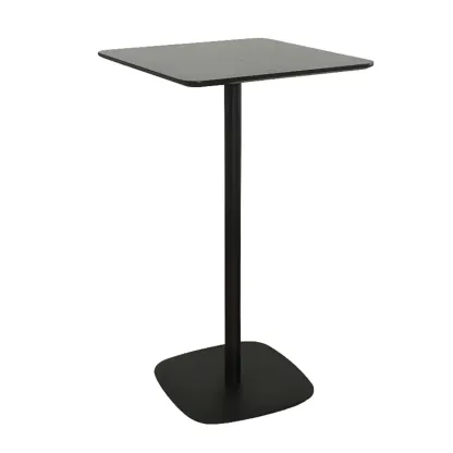 Minimalist Square Black Bar Table Metal Base for 2 Seats Image - 3