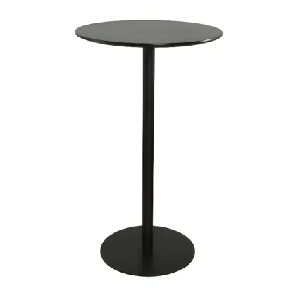Minimalist Square Black Bar Table Metal Base for 2 Seats Image - 5