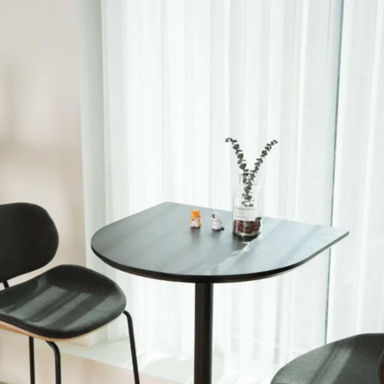 Minimalist Square Black Bar Table Metal Base for 2 Seats Image - 9 | homeyfad