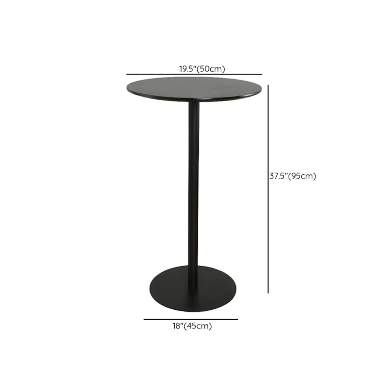 Minimalist Square Black Bar Table Metal Base for 2 Seats #size | homeyfad
