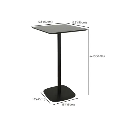 Minimalist Square Black Bar Table Metal Base for 2 Seats Image - 16