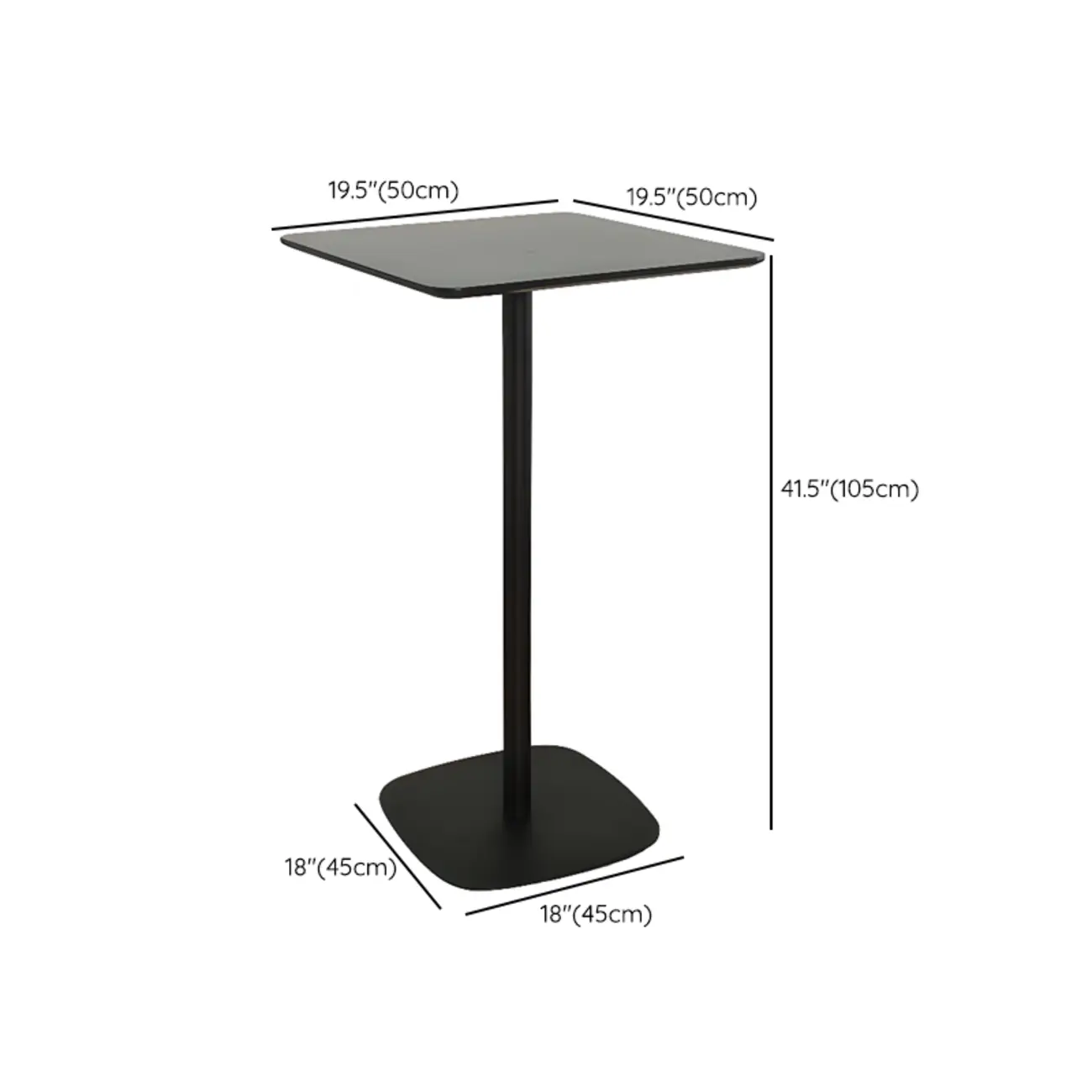 Minimalist Square Black Bar Table Metal Base for 2 Seats Image - 18 | homeyfad