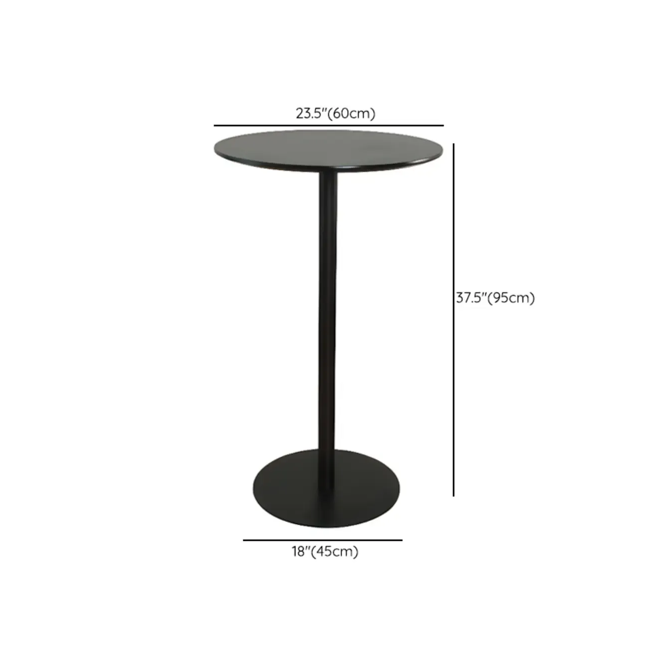 Minimalist Square Black Bar Table Metal Base for 2 Seats Image - 19