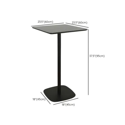 Minimalist Square Black Bar Table Metal Base for 2 Seats Image - 20