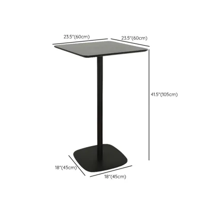 Minimalist Square Black Bar Table Metal Base for 2 Seats Image - 23