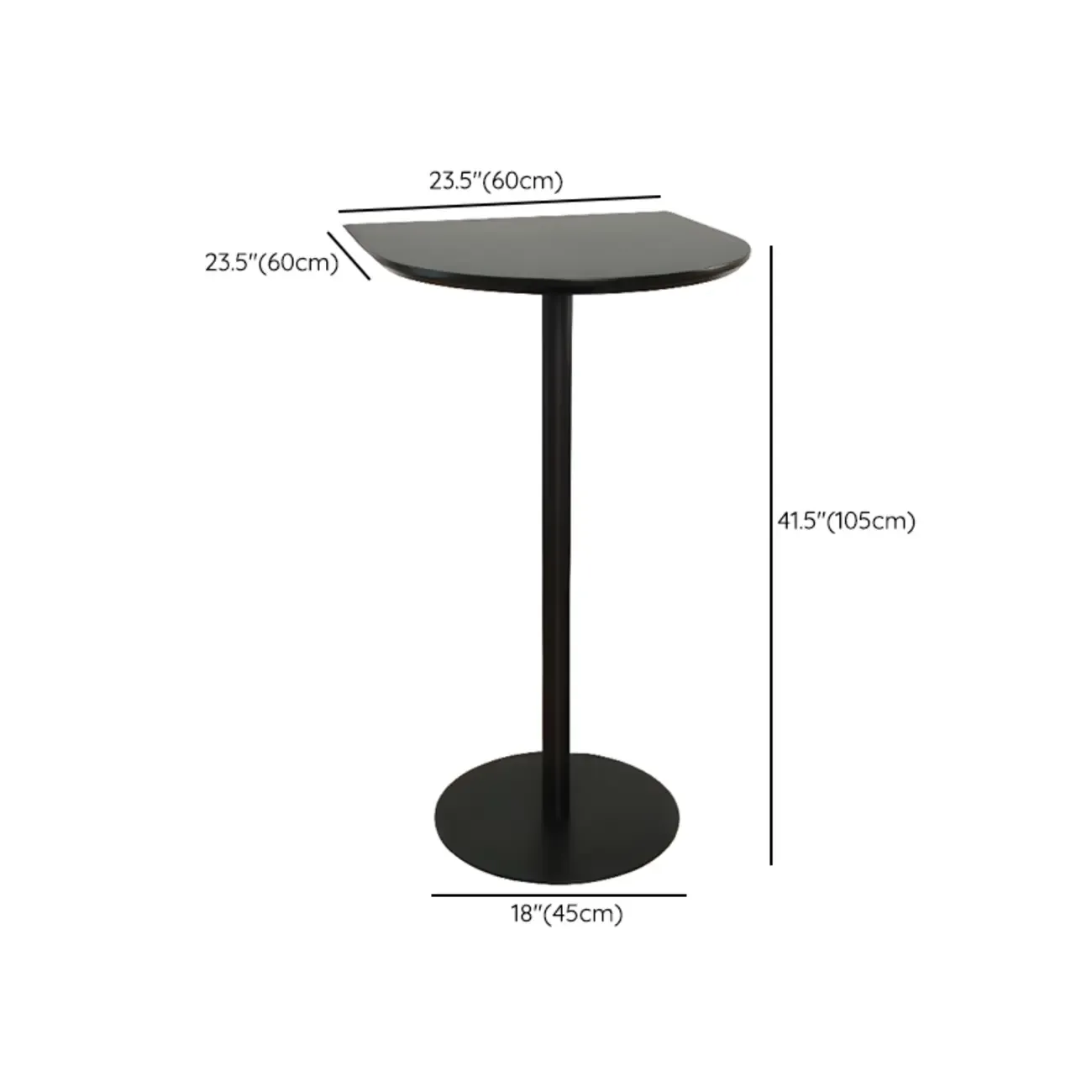 Minimalist Square Black Bar Table Metal Base for 2 Seats Image - 24
