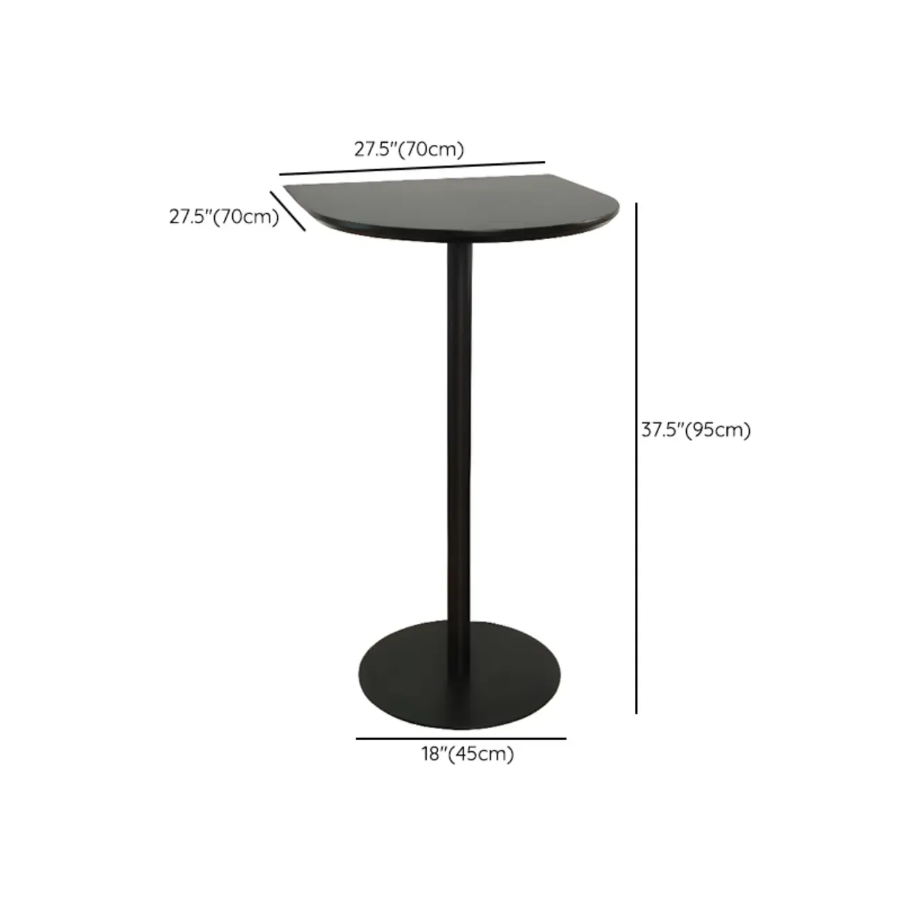 Minimalist Square Black Bar Table Metal Base for 2 Seats Image - 27