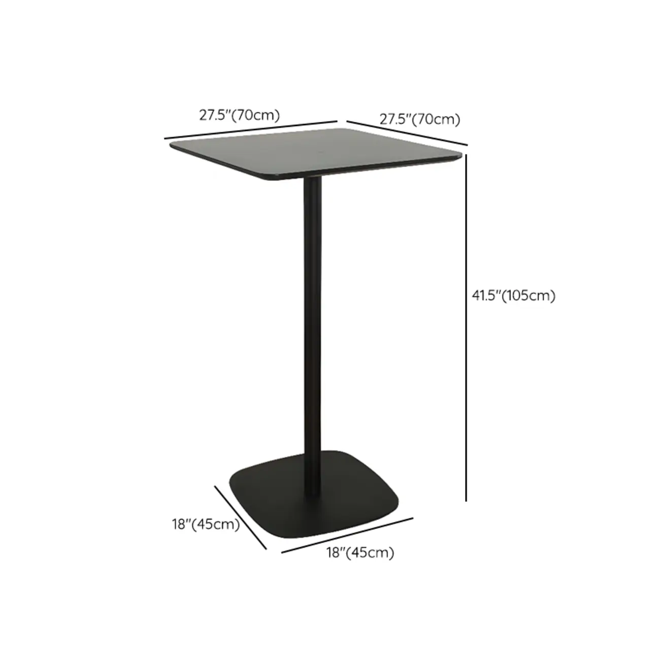 Minimalist Square Black Bar Table Metal Base for 2 Seats Image - 29 | homeyfad