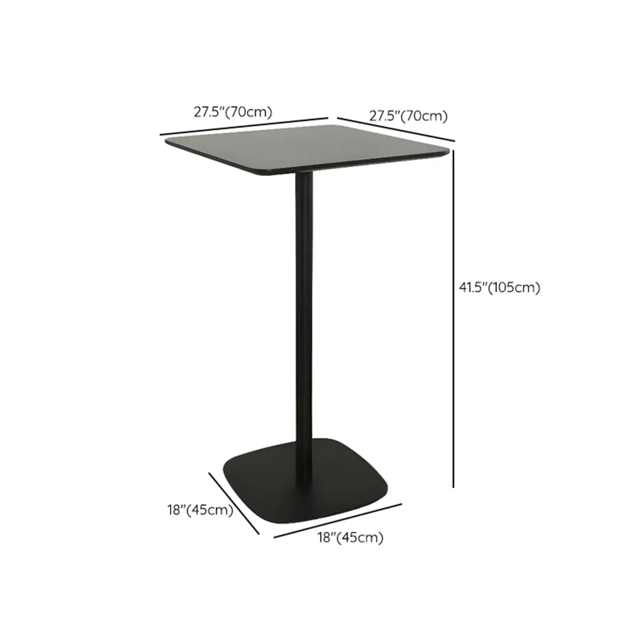 Minimalist Square Black Bar Table Metal Base for 2 Seats Image - 29
