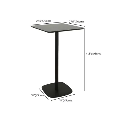 Minimalist Square Black Bar Table Metal Base for 2 Seats Image - 29