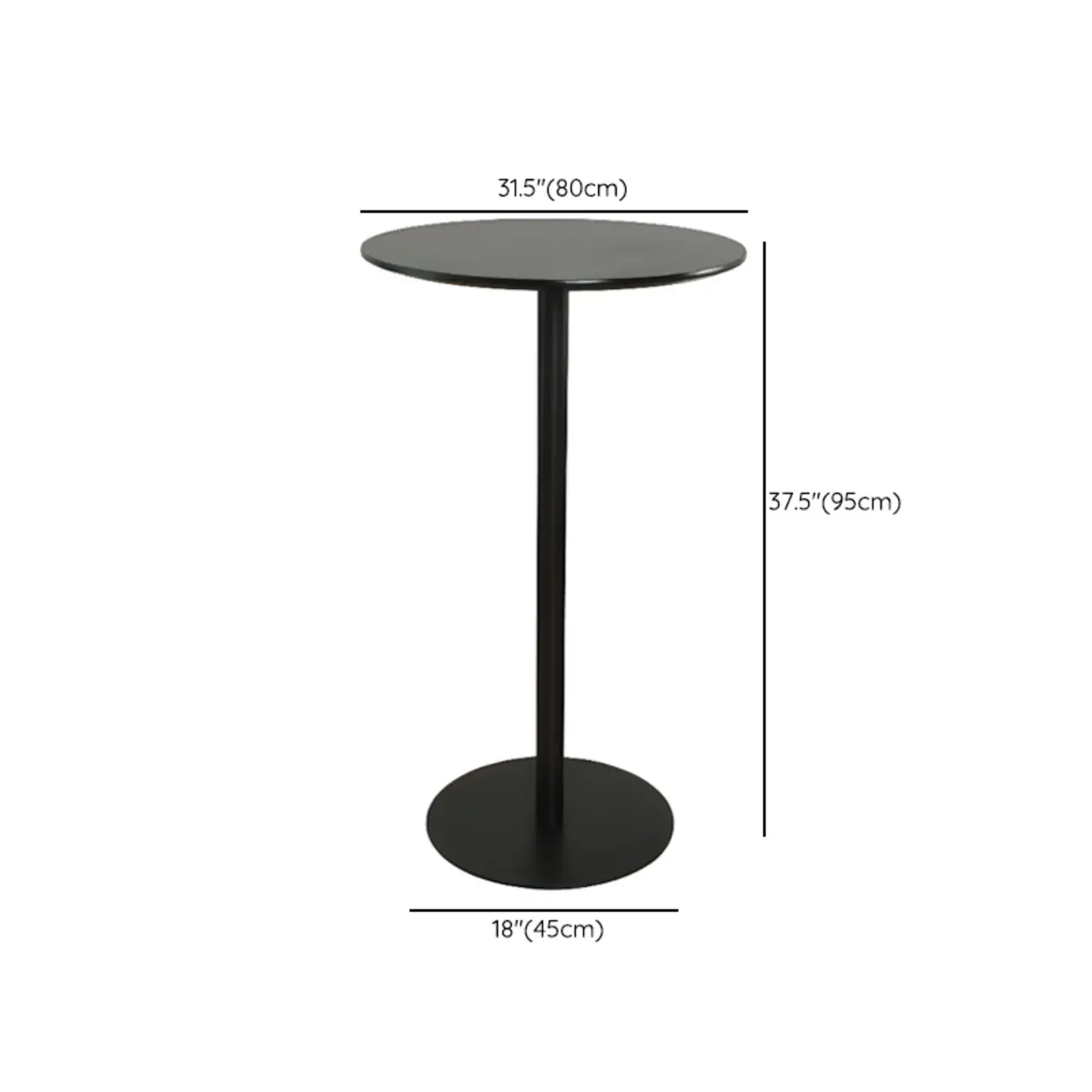 Minimalist Square Black Bar Table Metal Base for 2 Seats Image - 31