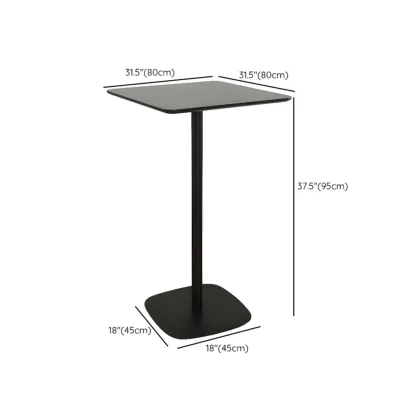 Minimalist Square Black Bar Table Metal Base for 2 Seats Image - 32