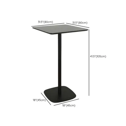 Minimalist Square Black Bar Table Metal Base for 2 Seats Image - 34