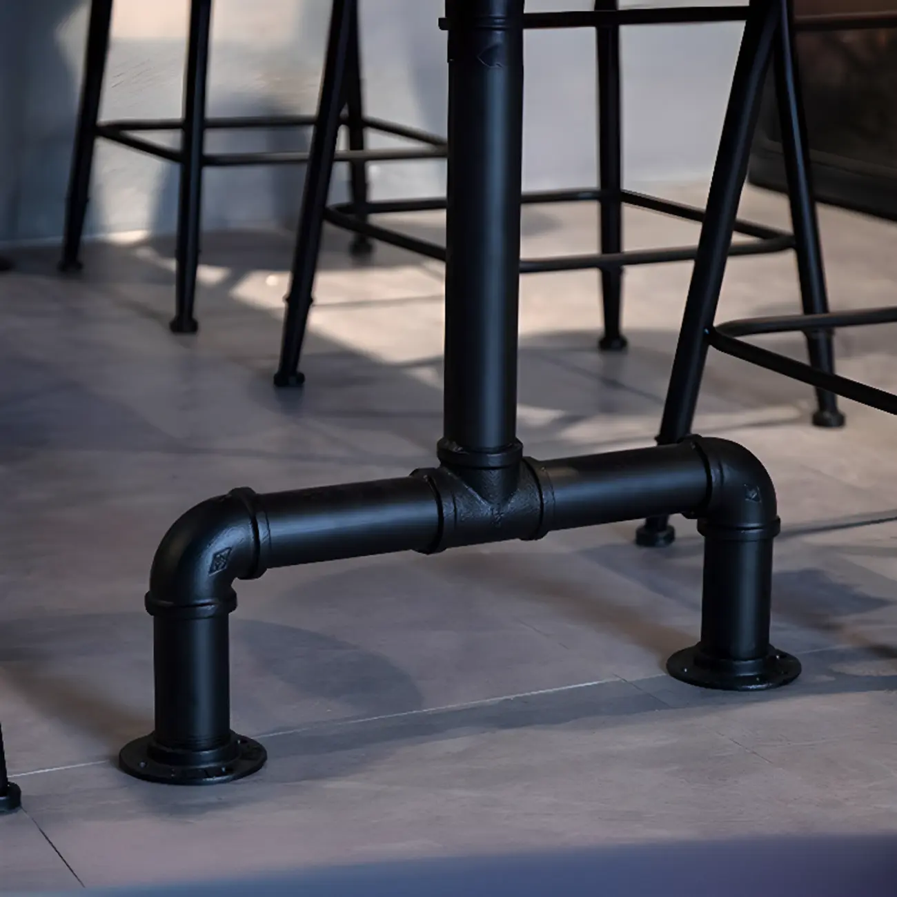 Industrial Brown Wooden Fixed Top Metal Leg Bar Tables Image - 9 | homeyfad