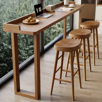 Scandinavian Natural Wood Rectangular Sled Bar Tables Image - 1