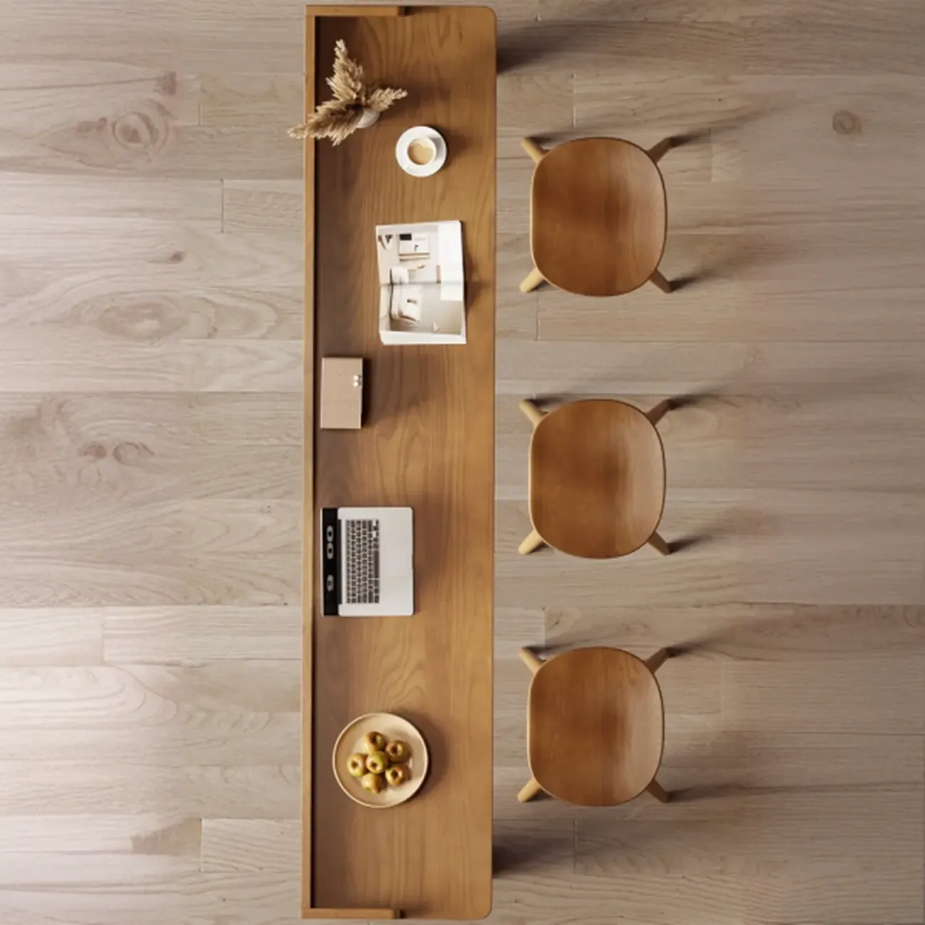 Scandinavian Natural Wood Rectangular Sled Bar Tables Image - 4