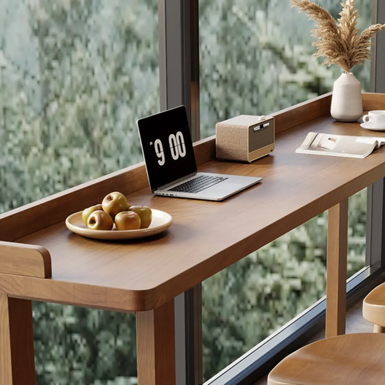 Scandinavian Natural Wood Rectangular Sled Bar Tables Image - 5