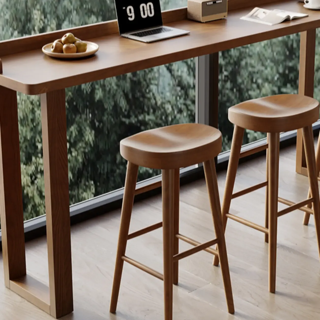 Scandinavian Natural Wood Rectangular Sled Bar Tables Image - 7