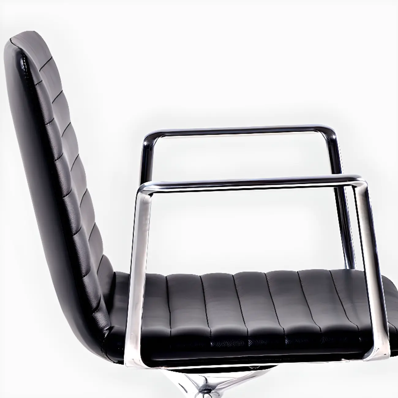 Modern Black Leather Metal Adjustable Swivel Office Chair Image - 4 | homeyfad