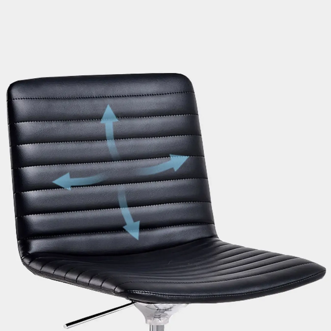 Modern Black Leather Metal Adjustable Swivel Office Chair Image - 6