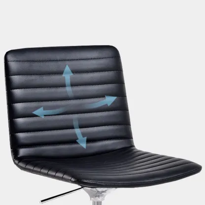 Modern Black Leather Metal Adjustable Swivel Office Chair Image - 6