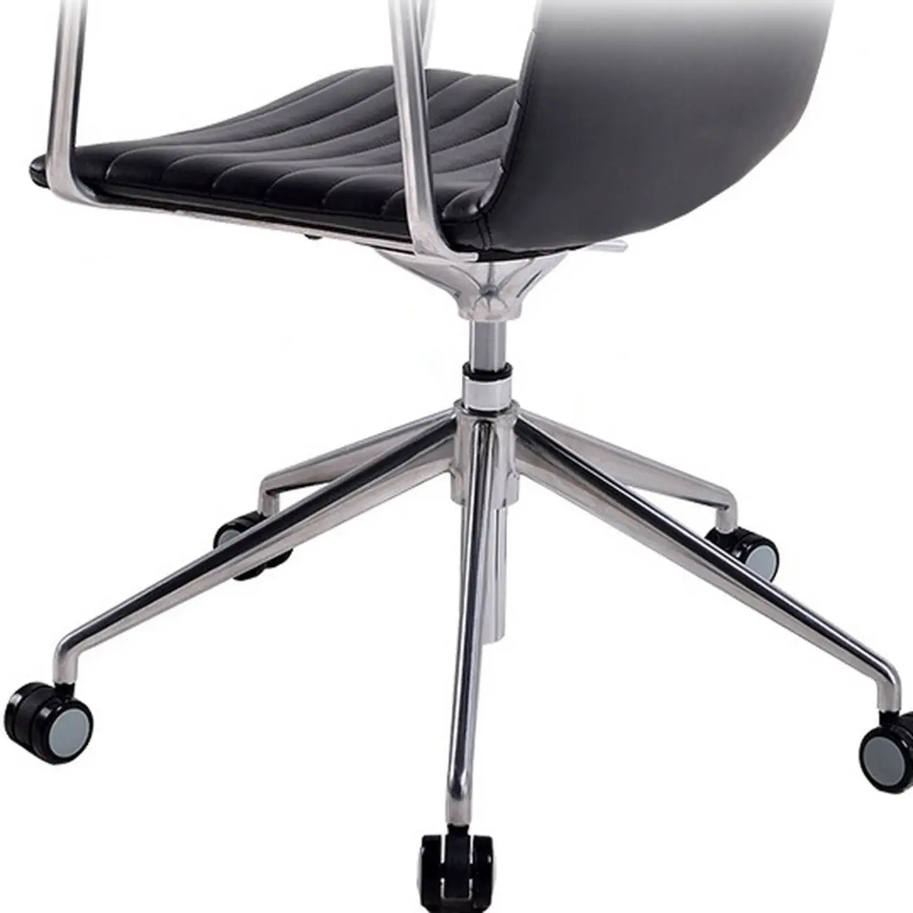Modern Black Leather Metal Adjustable Swivel Office Chair Image - 7 | homeyfad