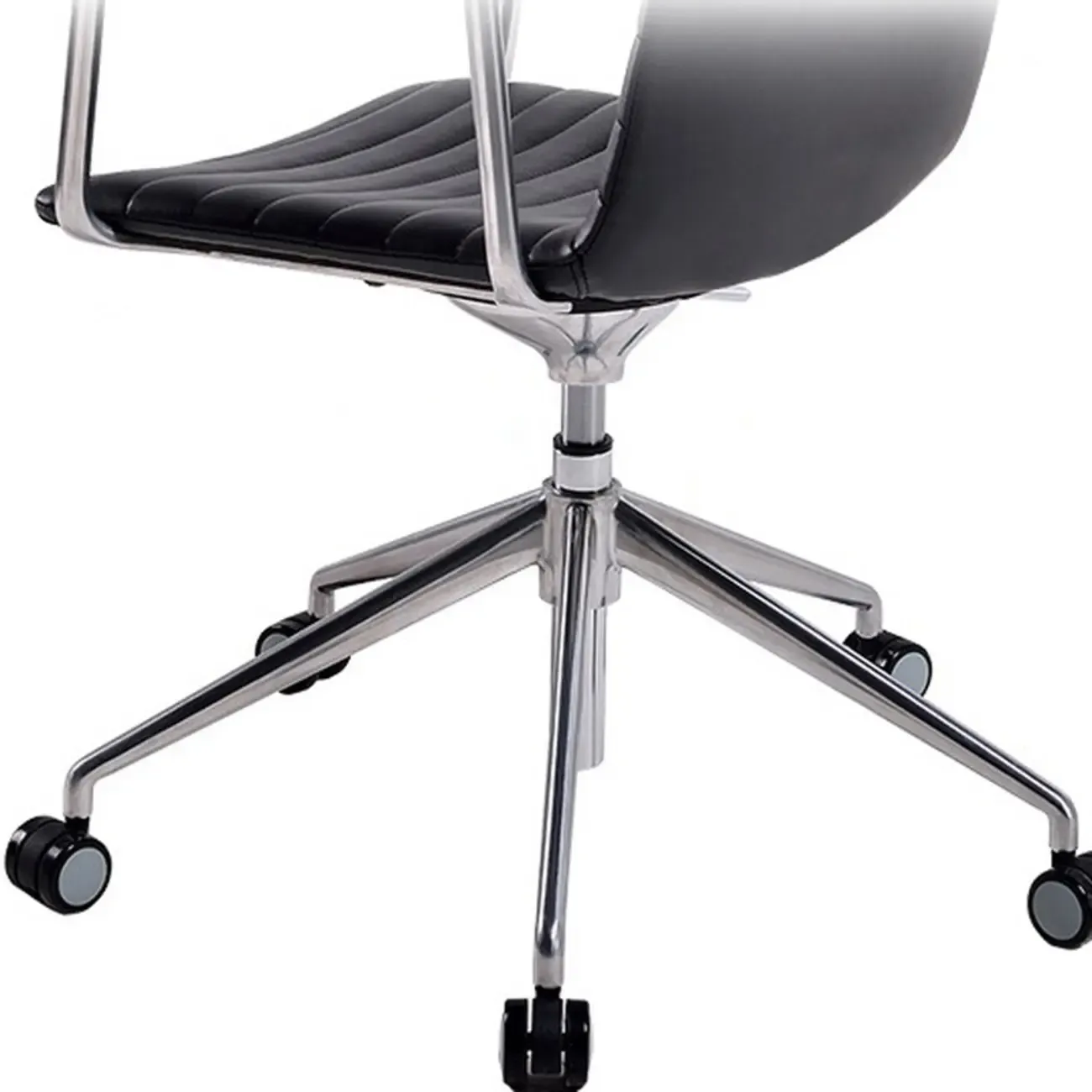 Modern Black Leather Metal Adjustable Swivel Office Chair Image - 7