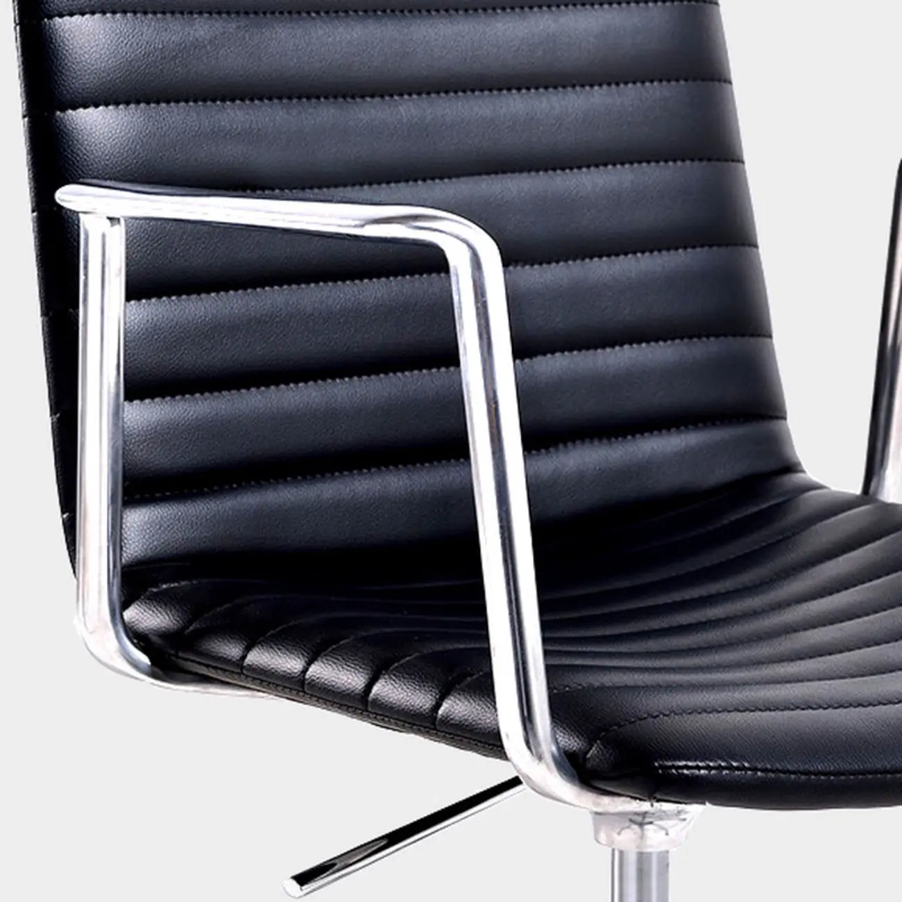 Modern Black Leather Metal Adjustable Swivel Office Chair Image - 8 | homeyfad