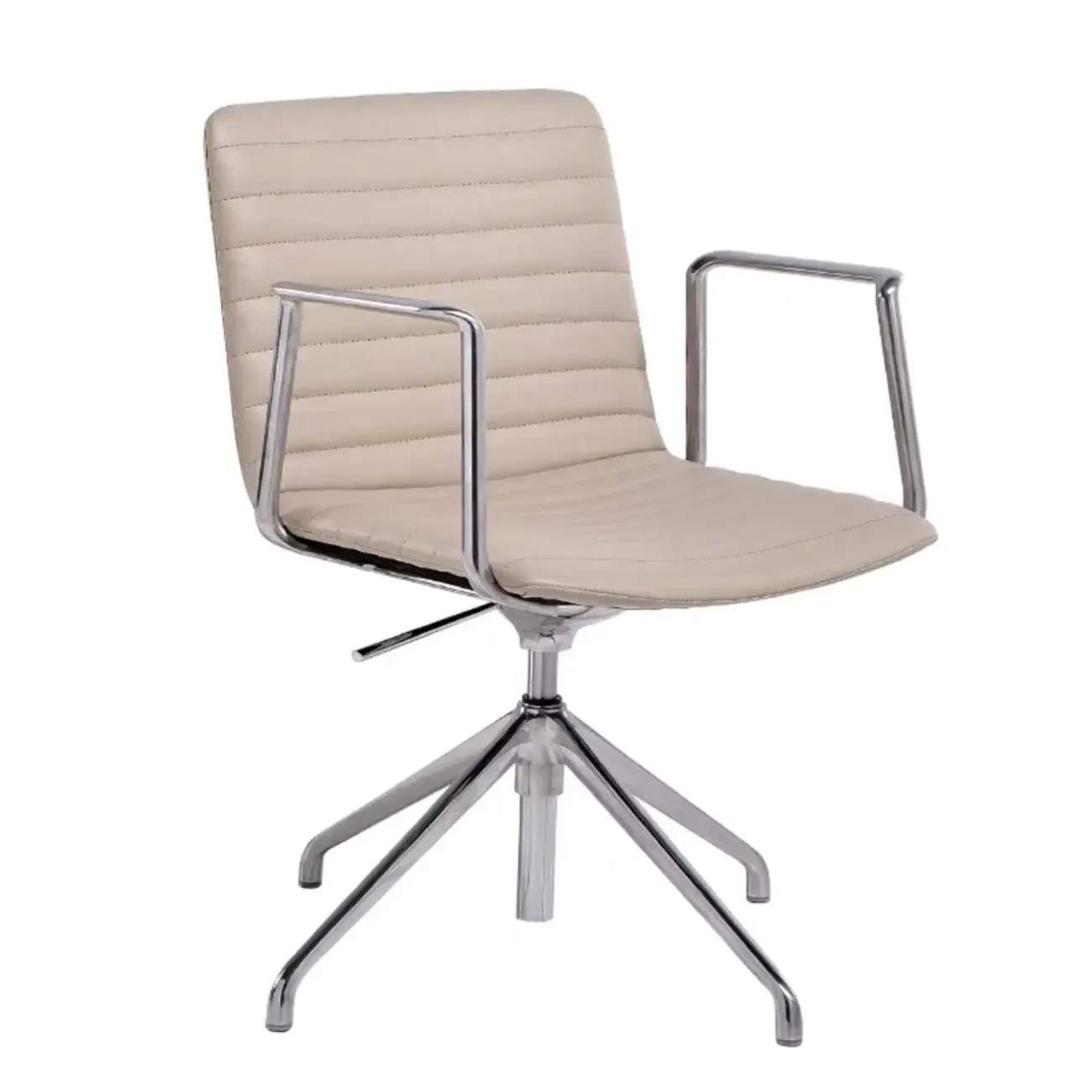 Modern Black Leather Metal Adjustable Swivel Office Chair Image - 11