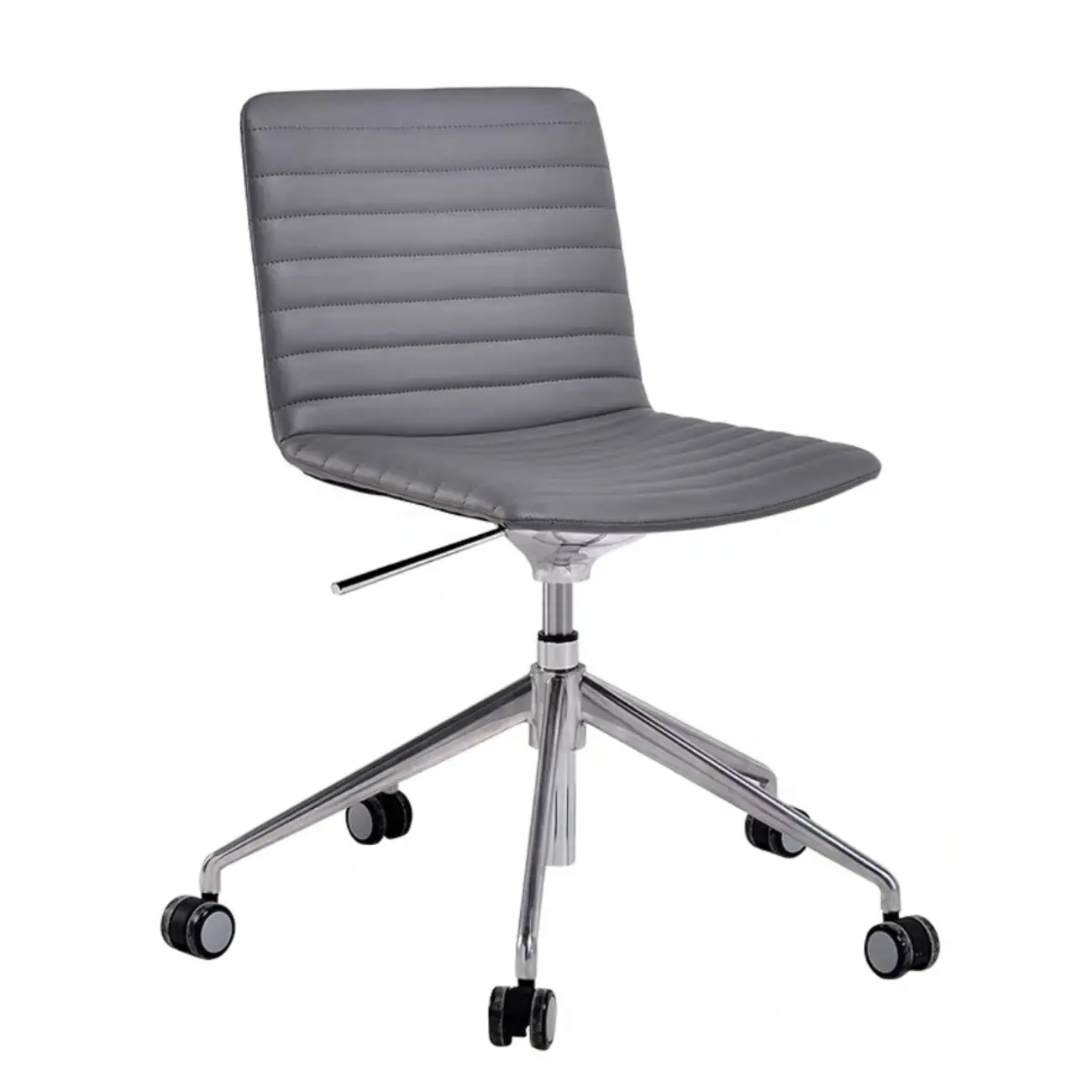 Modern Black Leather Metal Adjustable Swivel Office Chair Image - 18 | homeyfad